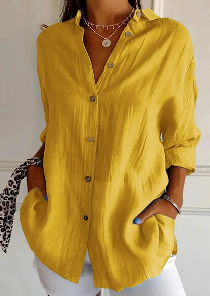 Shirt Women's Lapel Long Sleeve Solid Color Casual Single Breasted New Fashion Brown Black White Shirt Tops Blouses for Female