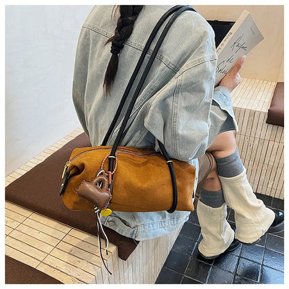Stylish Design Exquisite Faux Suede Square Shoulder Bags Solid Zipper Personality 2025 Autumn & Winter New Armpit Bags for Women