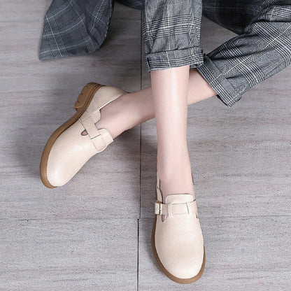 Loafers Women Spring Deep Single Shoes One Step Off Casual Shoes Leather Small Shoes British Style Platform Shoes Step-in