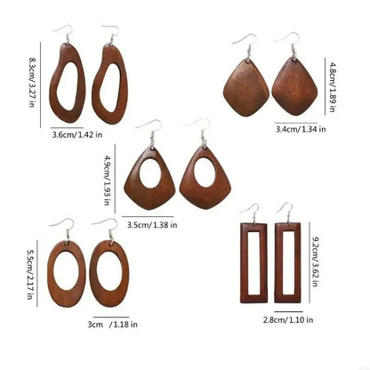 Classical Wooden Earrings For Women Geometric Long Perfect For Adding A Vintage To Fall And Winter Ensembles P9YF