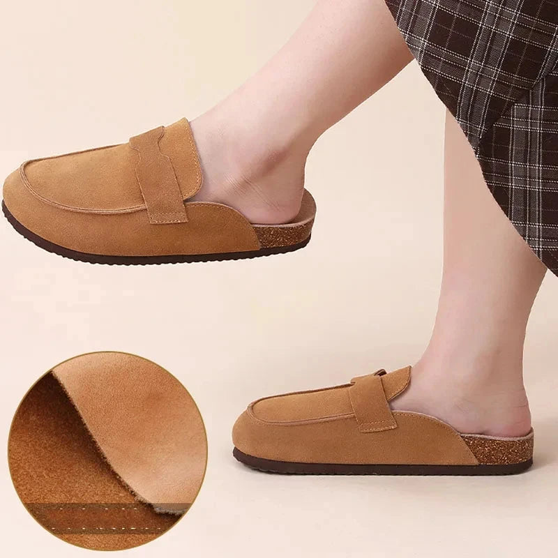 Smile Summer Fashion Women Mules Cork Clogs Slippers New Men Suede Clogs Slippers Outdoor Beach Sandals Nonslip Home Shoes Women