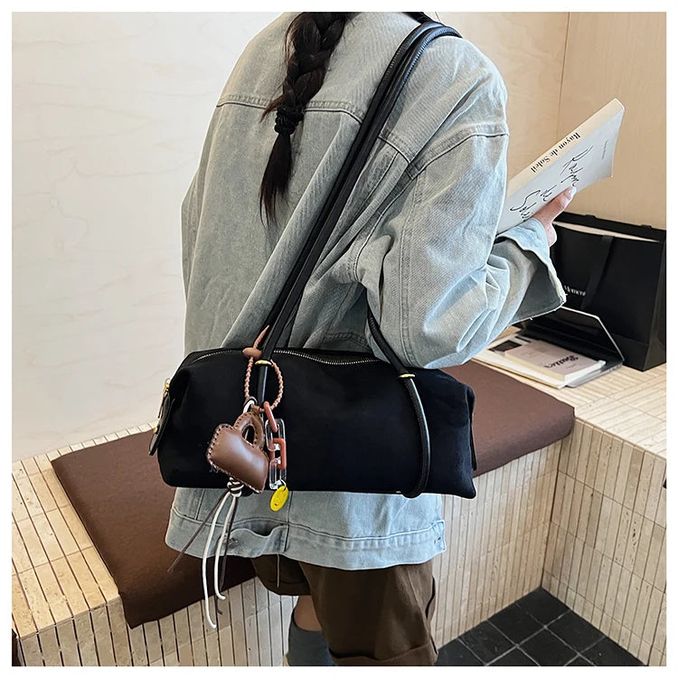 Stylish Design Exquisite Faux Suede Square Shoulder Bags Solid Zipper Personality 2025 Autumn & Winter New Armpit Bags for Women