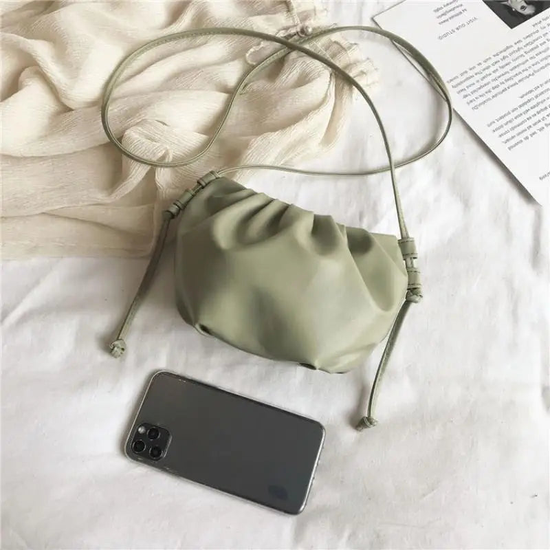 Fashion Women Shoulder Bag New Arrival Crossbody Bag Female Solid Color Pleated Design Ladies Bag Mini Zipper Cloud Bag For Girl