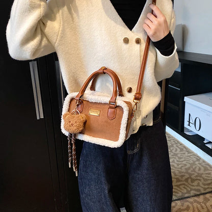 2024 Winter Lamb Woolen Handbag Women's Bag Designer Plush Handbag Fashion Casual Shoulder Messenger Bag Female Square bolsas