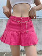 Harajuku Punk Y2K Denim Mini Pleated Skirt Ladies Summer High Waist Jeans Shorts Skirts Women Ruffles Fashion Korean