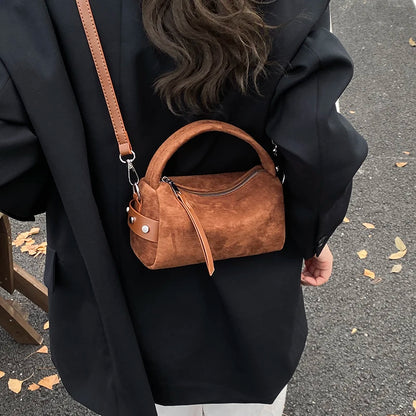 Retro Mini PU Leather Shoulder Bags for Women Bucket Crossbody Bag 2025 Winter Luxury Designer Purses and Handbags