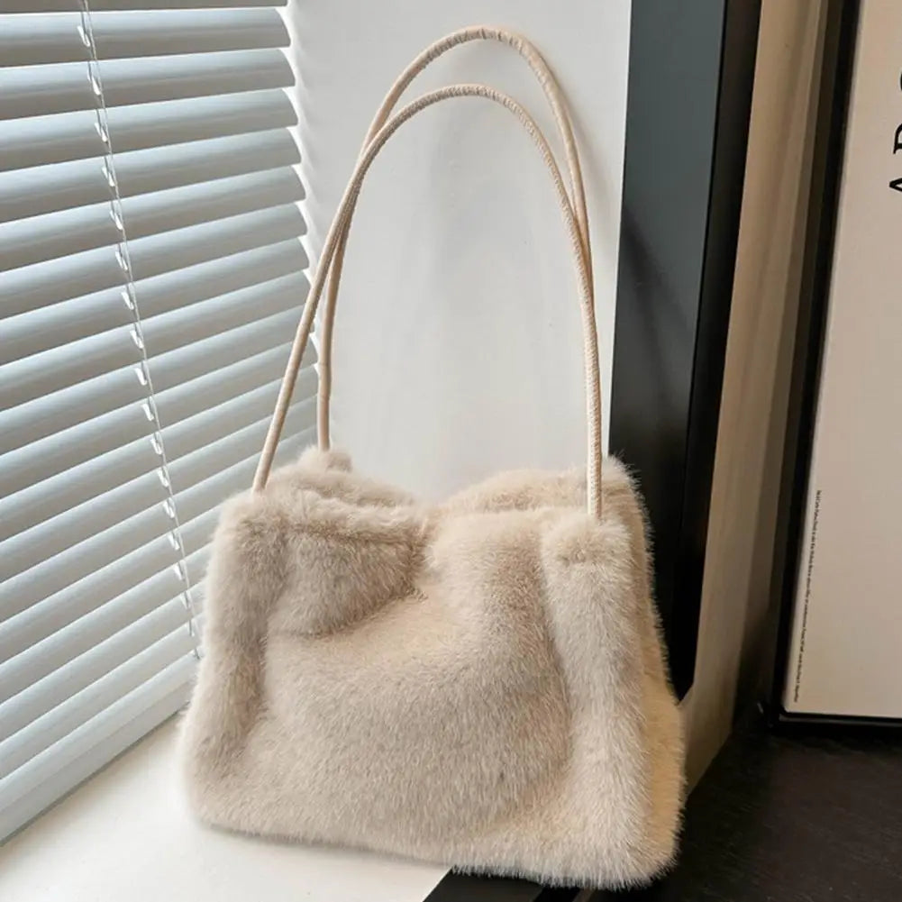 Handbag Faux Mink Plush Women's Bag Large Capacity Shoulder Bag Fall