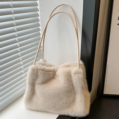 Handbag Faux Mink Plush Women's Bag Large Capacity Shoulder Bag Fall