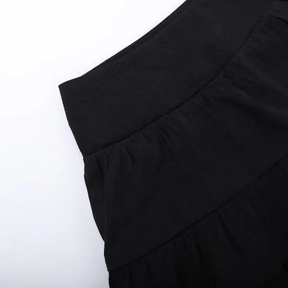 Cocktail Irregular Black Y2K Long Skirts for Women Vintage Elegant Fungus A-Line Midi Skirt New Fashion Summer Skirt Streetwear