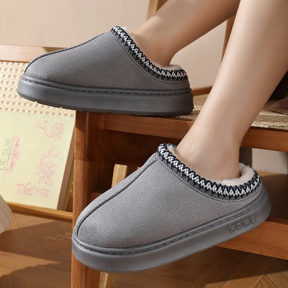 winter 2024 warm fluffy Woman slippers soft bottom non slip thick plush clogs women Casual Platform House inddor Shoes slides 45