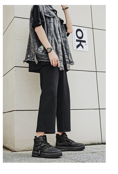 New Fashion Casual Sneakers High Top Skateboard Shoes Student Boots Men and Women Trend Wear Resistant Two-color Couples