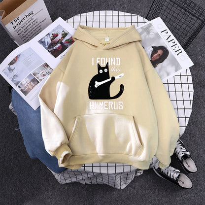 Hoody Little Black Cat And Knife Sweatshirt With Hooded Woman Oversized Aesthetic Hoodie Womens Winter Female Cats Hoodies