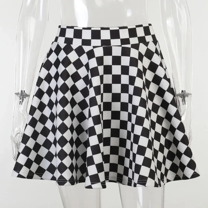 Harajuku Punk Gothic Skirt Women Y2k E-girl Emo Alt Retro Plaid Patchwork High Waist Skirt Mall Goth Aesthteic Clubwear