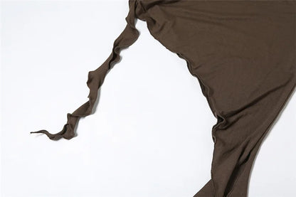 Casual Slim Folds Tie Flower Ruffles Flare Pants Casual Sexy Solid Mid-Waisted Wide Leg Pants Women 2024 Summer Fashion