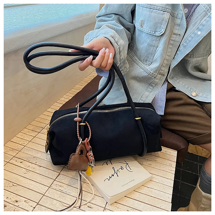 Stylish Design Exquisite Faux Suede Square Shoulder Bags Solid Zipper Personality 2025 Autumn & Winter New Armpit Bags for Women