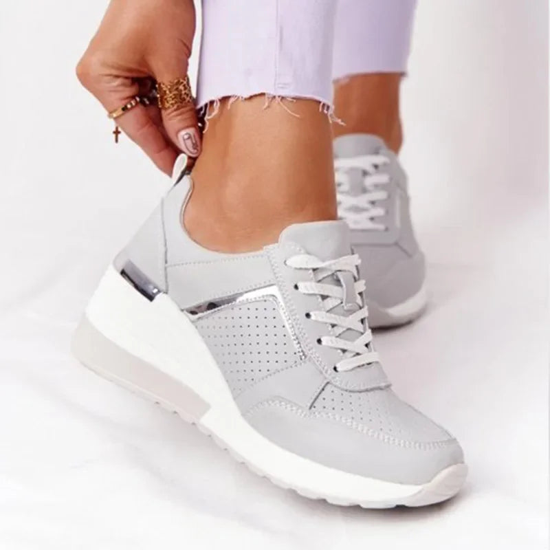 Sneakers Women 2024 Lace-Up Wedge Sport Shoes for Women Casual Platform Ladies Sneaker Tennis