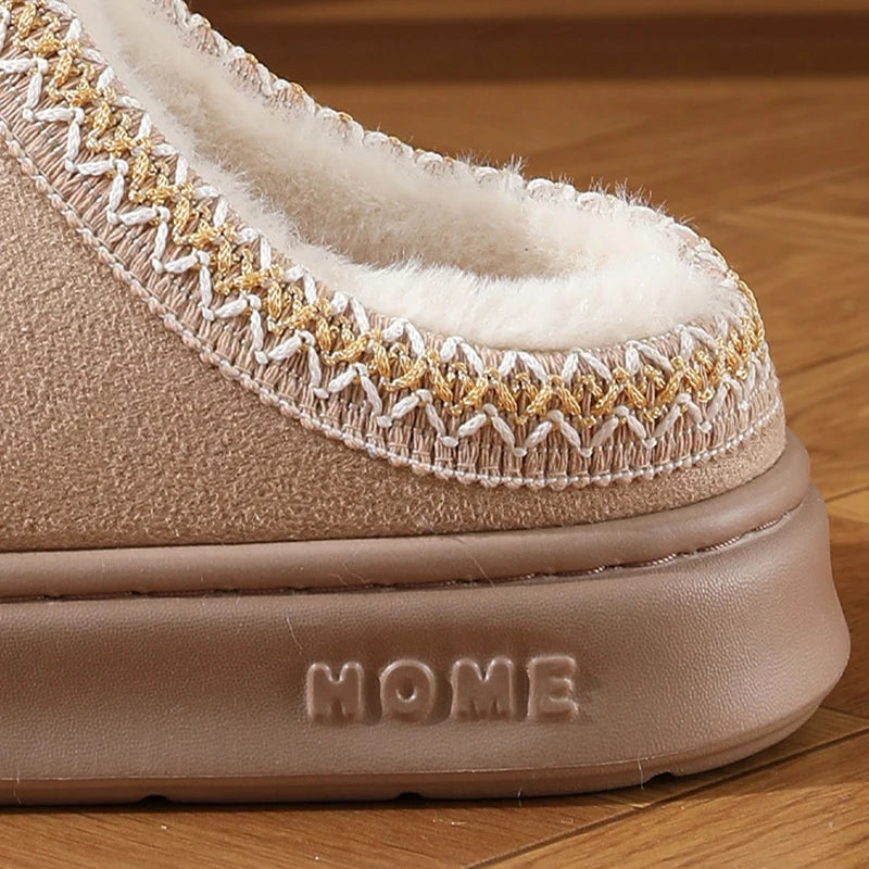 winter 2024 warm fluffy Woman slippers soft bottom non slip thick plush clogs women Casual Platform House inddor Shoes slides 45