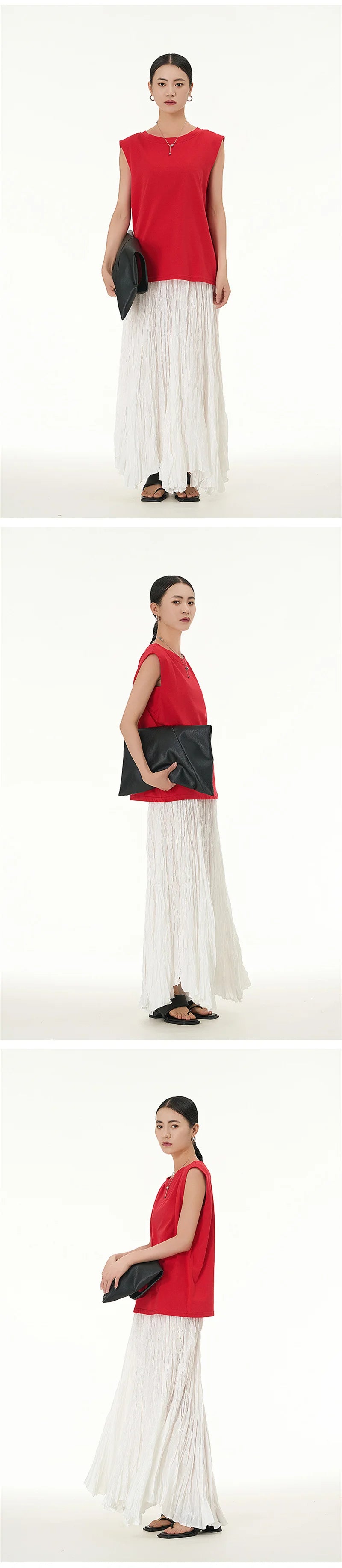 Elegant Drape Crumpled Skirts Women Summer Elastic Waist Big-Hem Long Skirts Large Size Loose Umbrella Skirts Female Streetwear