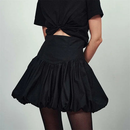 Women Y2K Bubble Skirt y2k Clothes Elegant Solid Color High Waist A Line Bud Mini Skirt 2000s Evening Party Skirts Streetwear