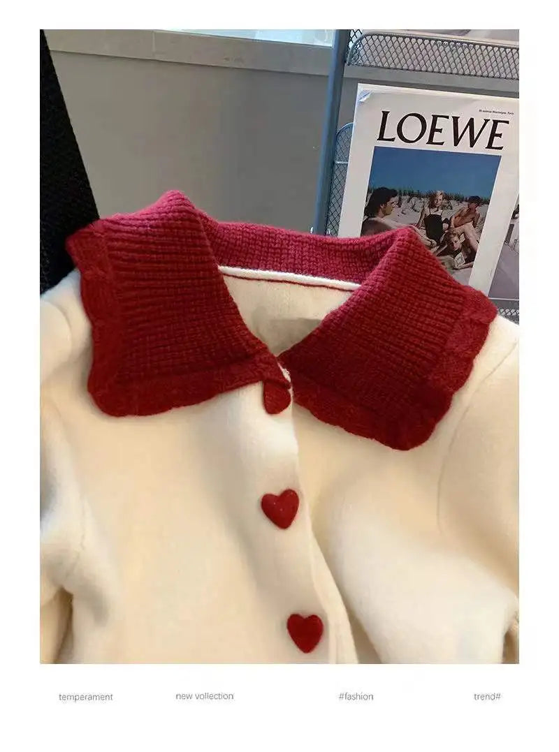 Japanese Gentle Sweater Coat Women Autumn and Winter Design Feeling Small Love Soft Glutinous Doll Neck Knitted Cardigan Female