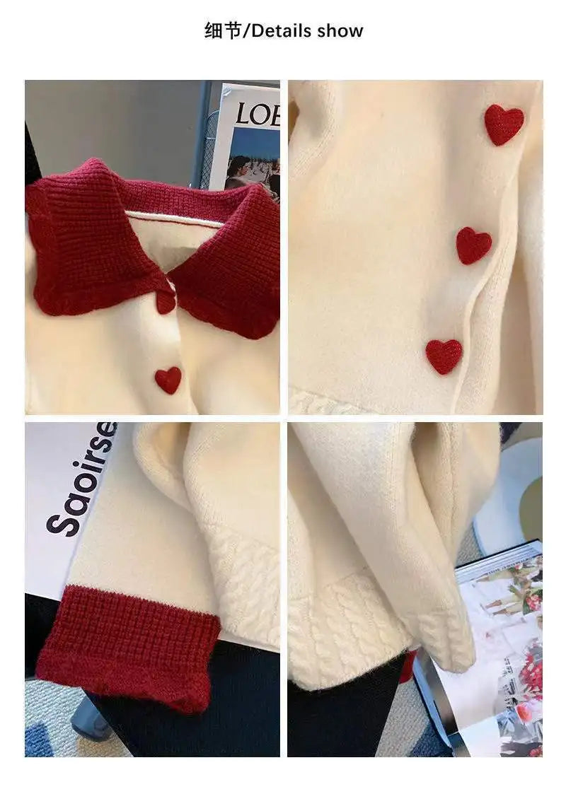 Japanese Gentle Sweater Coat Women Autumn and Winter Design Feeling Small Love Soft Glutinous Doll Neck Knitted Cardigan Female