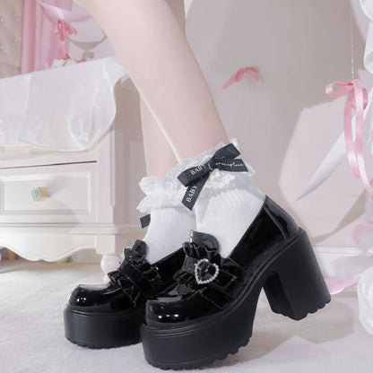 2025 New Women Lolita Shoes Gothic Chunky High Heels Mary Jane Small Leather Shoes Women Fashion Versatile Casual Loafers Brand