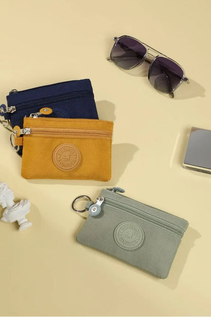 Nylon Solid Color Long Short Bank ID Credit Card Wallet Coin Keys Bags Purse Earphone Storage Bag Purse Pouch Double Zipper