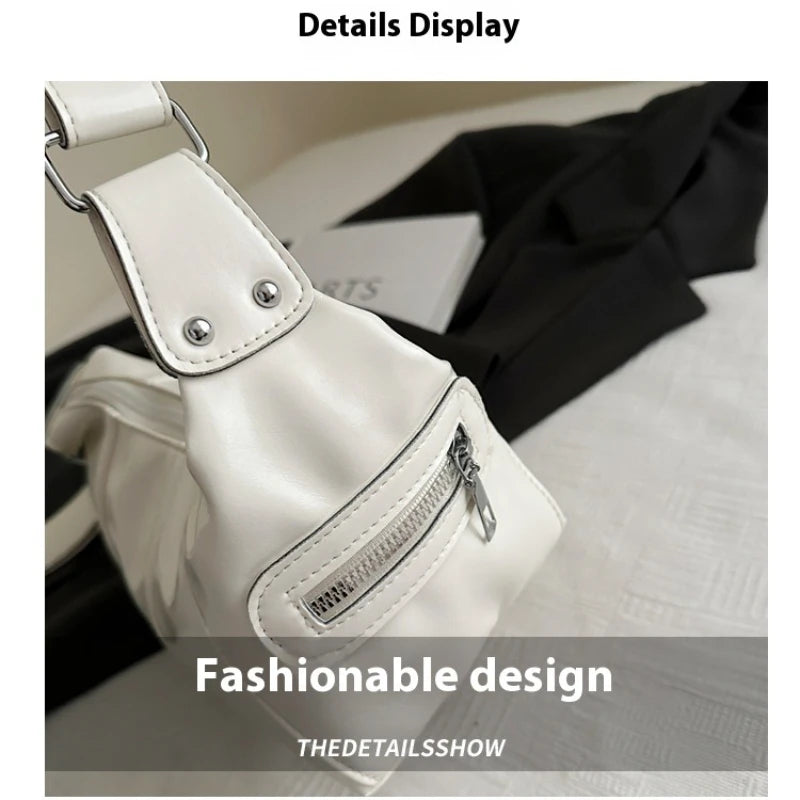 Underarm Bag Women's Bag Cool Drag Style Single Shoulder Underarm Stick Bag Niche Design Leather Zipper Single Shoulder Handbag