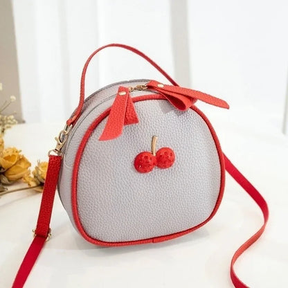 Litchi Pattern Contrast Color Cherry Small Backpack 2022 New Women's One-shoulder Messenger Mobile Phone Bag