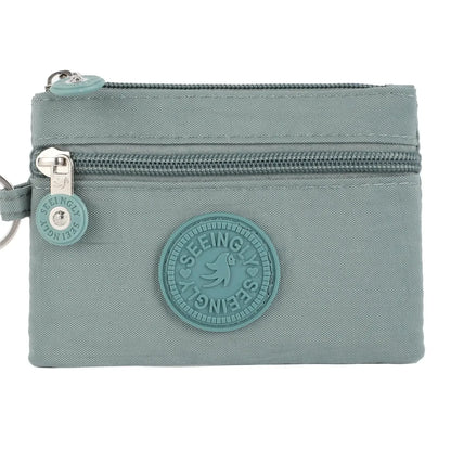 Nylon Solid Color Long Short Bank ID Credit Card Wallet Coin Keys Bags Purse Earphone Storage Bag Purse Pouch Double Zipper