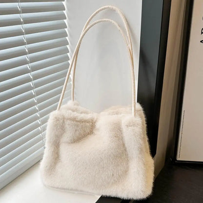 Handbag Faux Mink Plush Women's Bag Large Capacity Shoulder Bag Fall