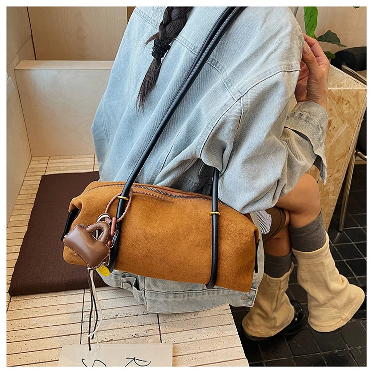 Stylish Design Exquisite Faux Suede Square Shoulder Bags Solid Zipper Personality 2025 Autumn & Winter New Armpit Bags for Women