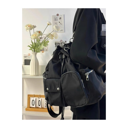 Sweet Cool Nylon Backpack Women's Lightweight Shoulder Crossbody Bag Dual Strap Casual Sle Fashionable Trendy Design Backpacks