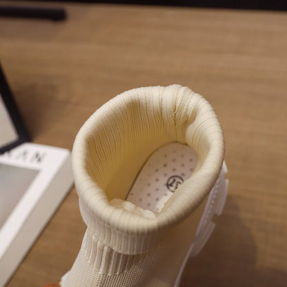 Knit Socks Boots Womens Fashion Trends New Sports Shoes Platform Chelsea Slip-on Casual Elegant Black Sneaker