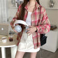 Black Flannel Shirt for Women Long Sleeve Collared Button-Up Tartan Plaid Shirt Jacket  Teen-girl Casual Everyday Outfit