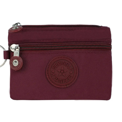 Nylon Solid Color Long Short Bank ID Credit Card Wallet Coin Keys Bags Purse Earphone Storage Bag Purse Pouch Double Zipper