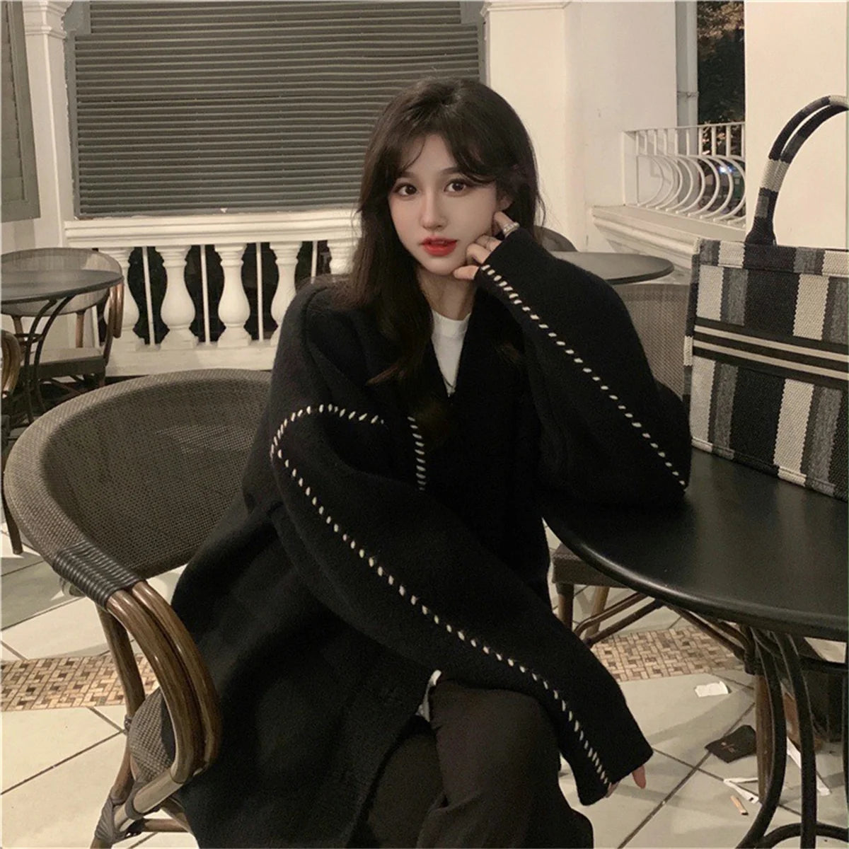 Women Elegant Knitted Fashion Cardigan Autumn Winter Long Sleeve Single Breasted Coats Female Casual Chic Outwear Street Clothes