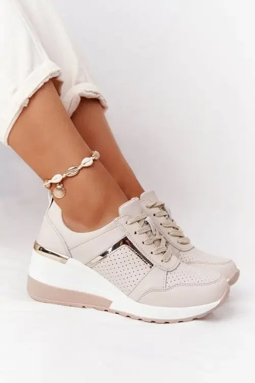 Sneakers Women 2024 Lace-Up Wedge Sport Shoes for Women Casual Platform Ladies Sneaker Tennis