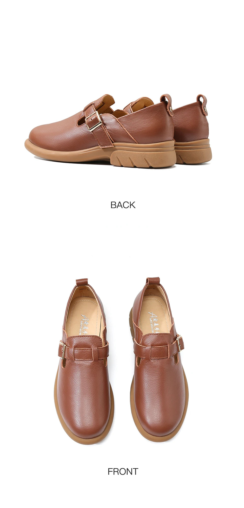 Loafers Women Spring Deep Single Shoes One Step Off Casual Shoes Leather Small Shoes British Style Platform Shoes Step-in