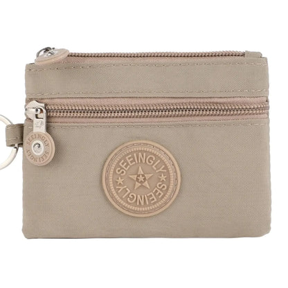 Nylon Solid Color Long Short Bank ID Credit Card Wallet Coin Keys Bags Purse Earphone Storage Bag Purse Pouch Double Zipper