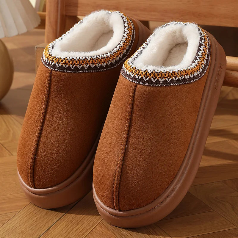 winter 2024 warm fluffy Woman slippers soft bottom non slip thick plush clogs women Casual Platform House inddor Shoes slides 45