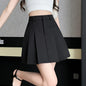 Korean Casual Fashion Summer Short Mini Skirt For Women High Waist Suit Fabric Work Wear Ladies Pleated Skirts Female Gray