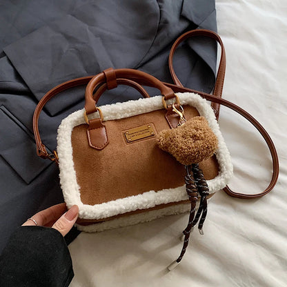 2024 Winter Lamb Woolen Handbag Women's Bag Designer Plush Handbag Fashion Casual Shoulder Messenger Bag Female Square bolsas