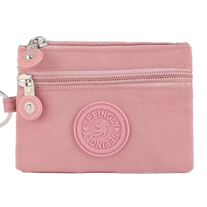 Nylon Solid Color Long Short Bank ID Credit Card Wallet Coin Keys Bags Purse Earphone Storage Bag Purse Pouch Double Zipper