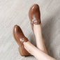 Loafers Women Spring Deep Single Shoes One Step Off Casual Shoes Leather Small Shoes British Style Platform Shoes Step-in