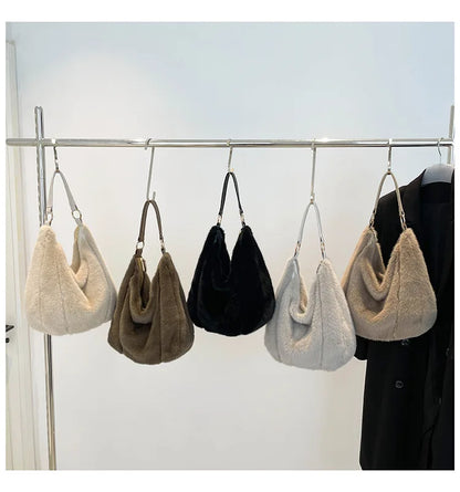 Autumn/Winter faux mink fur women's bag, commuter-friendly large-capacity tote bag, versatile handheld single-shoulder bags