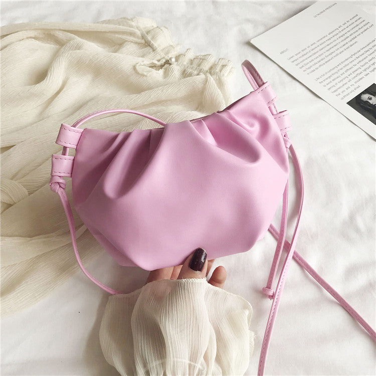 Fashion Women Shoulder Bag New Arrival Crossbody Bag Female Solid Color Pleated Design Ladies Bag Mini Zipper Cloud Bag For Girl