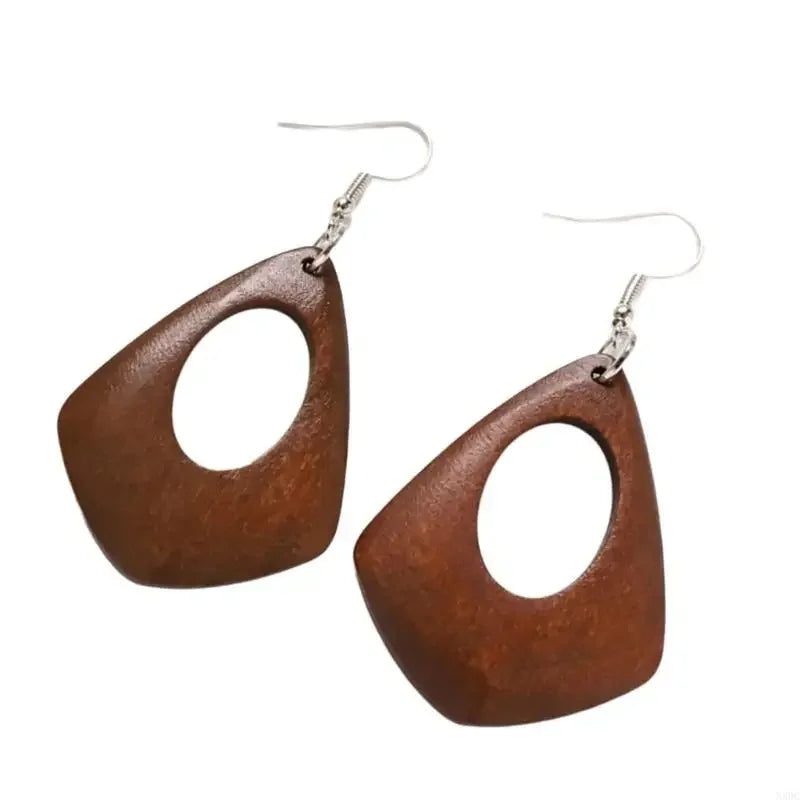 Classical Wooden Earrings For Women Geometric Long Perfect For Adding A Vintage To Fall And Winter Ensembles P9YF