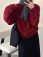 Original Autumn/Winter Thicken Loose Cashmere Sweater Women's Round Neck Pullover 100% Pure Wool Knit Sweater Soft Top Female
