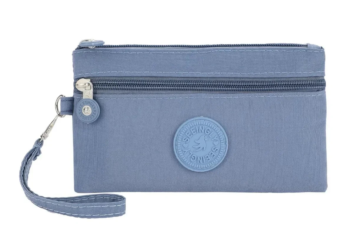 Nylon Solid Color Long Short Bank ID Credit Card Wallet Coin Keys Bags Purse Earphone Storage Bag Purse Pouch Double Zipper